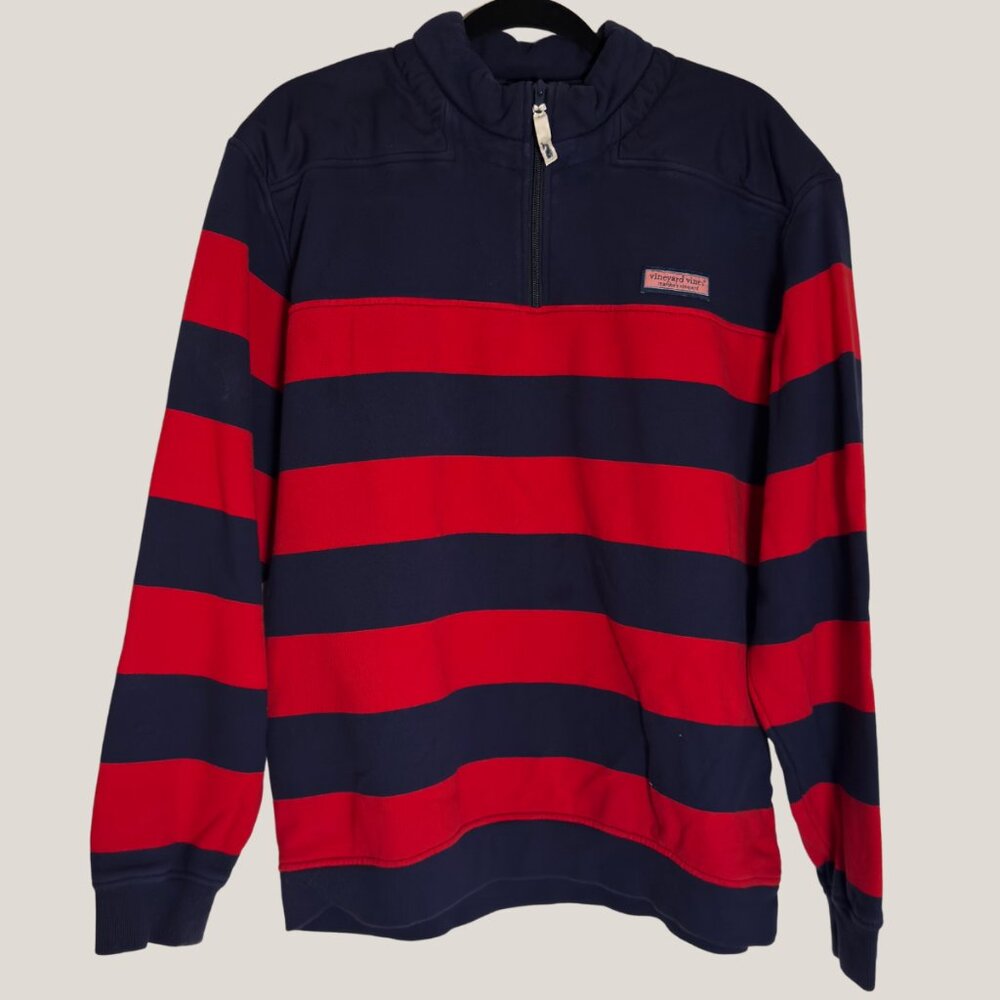Vineyard Vines Men's Striped Quarter Zip, Large